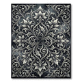 Ornate Ivory Floral Scrollwork Art Rug