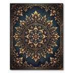 Gold Floral Medallion Slate Decorative Area Rug