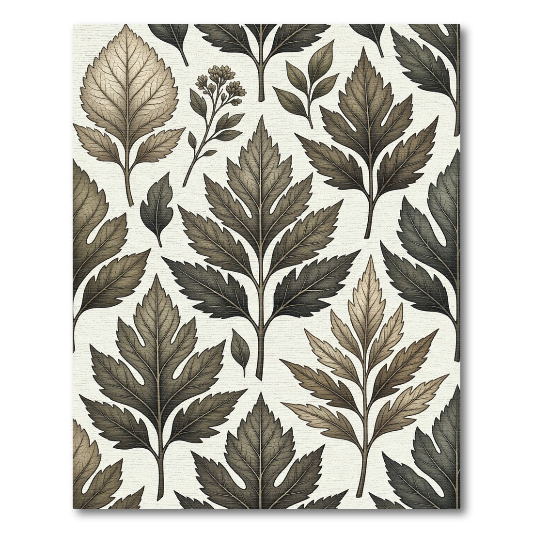 Sepia Toned Fern Leaf Arrangement Rug