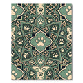 Sage Green Paw Print Medallion Interlace Rug