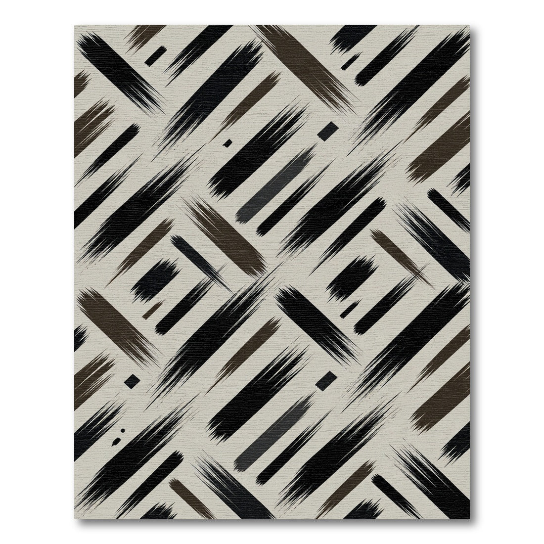 Modern Abstract Monochrome Charcoal Diagonal Stripe Rug