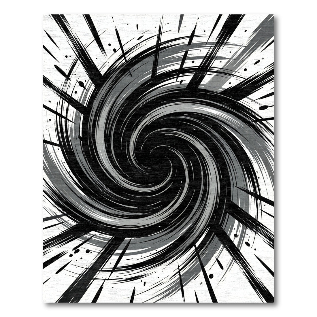 Monochrome Swirling Vortex Graphic Abstract Rug