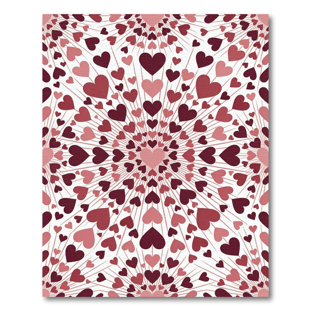 Radiant Burgundy Pink Heart Burst Rug