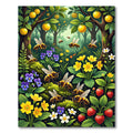 Whimsical Honeybee Garden Meadow Scene Rug