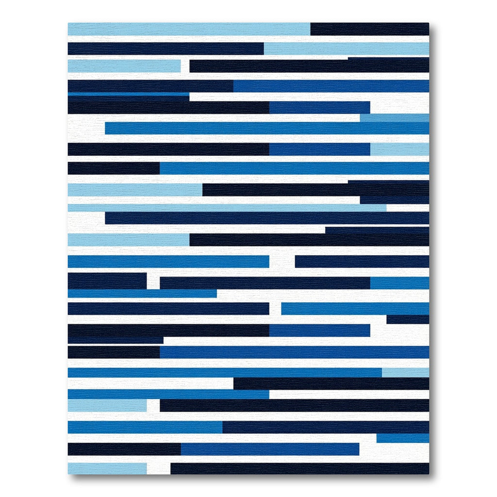 Deep Blue Horizontal Stripe Arrangement Rug