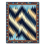 Abstract Jagged Tribal Navy Rug