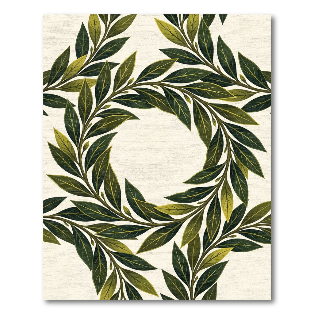 Lush Olive Green Leaf Wreath Rug