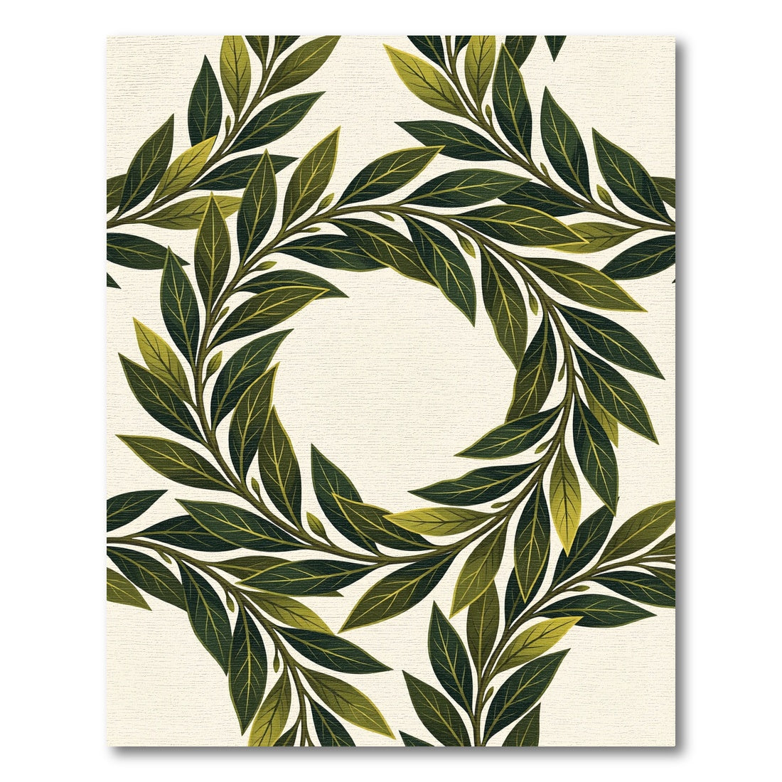 Lush Olive Green Leaf Wreath Rug
