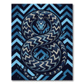 Blue Coiled Serpent Geometric Chevron Rug