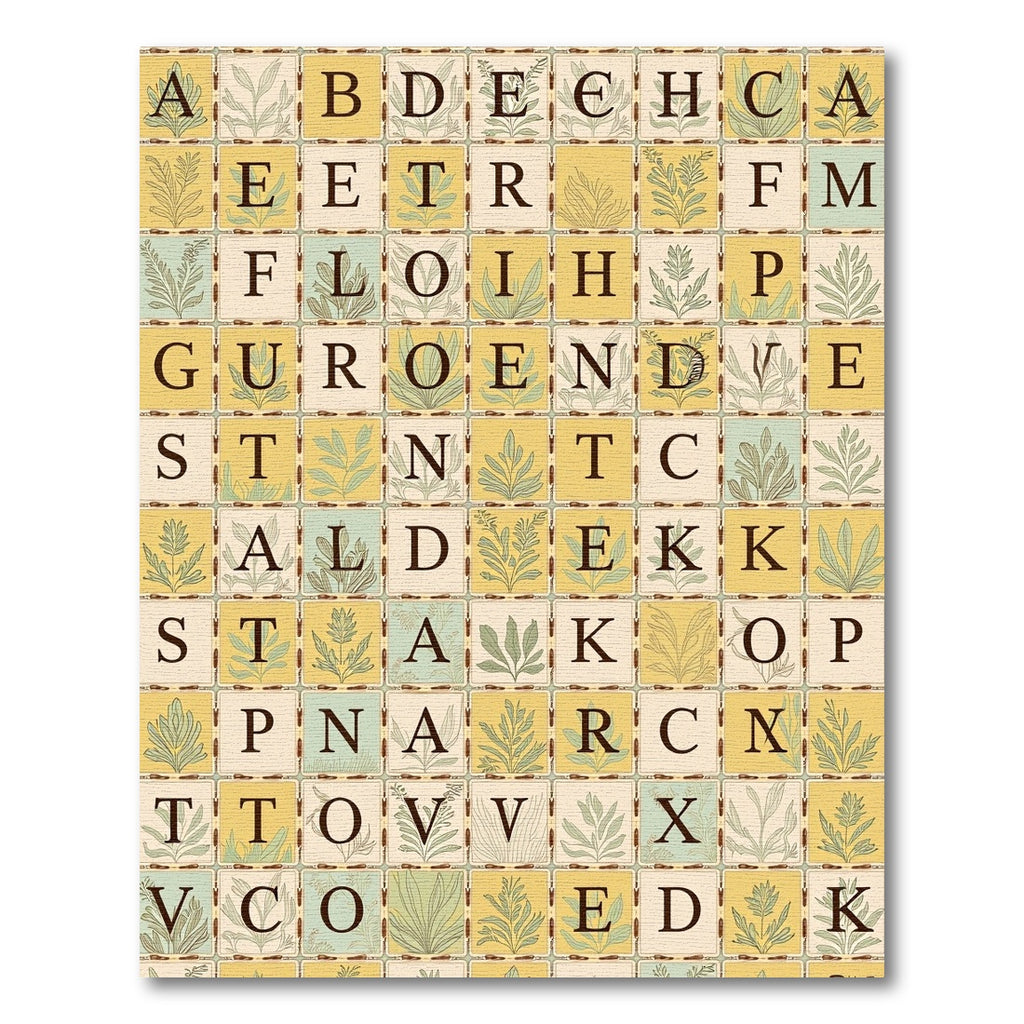 Alphabet Garden Botanical Tile Rug