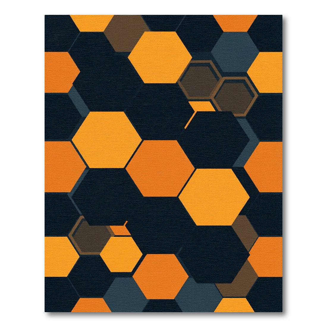 Geometric Honeycomb Orange and Charcoal Rug
