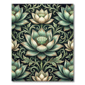 Sage Lotus Botanical Scroll Medallion Rug