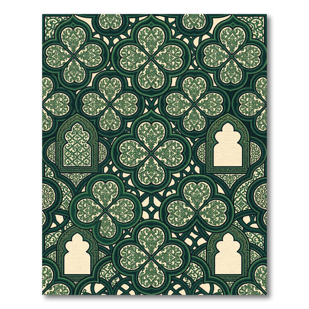 Emerald Green Arabesque Clover Rug