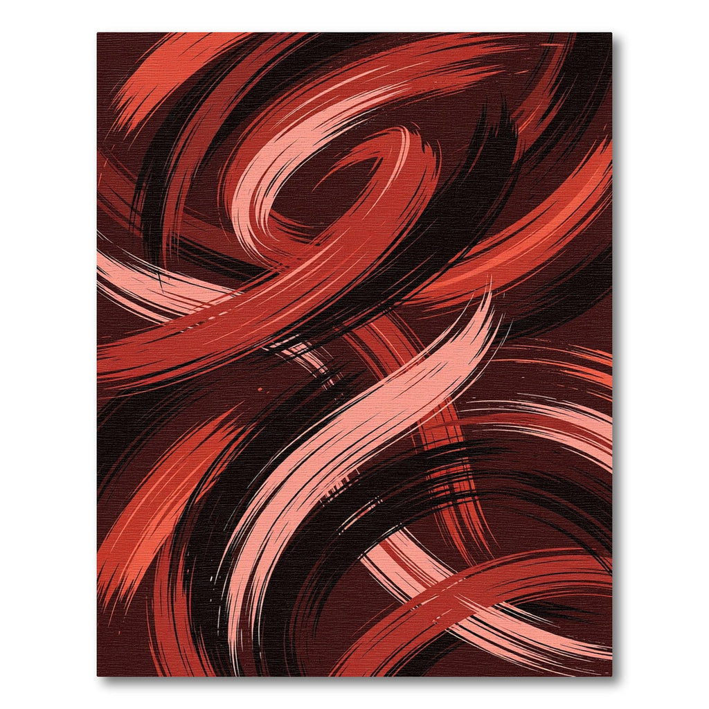 Red and Black Abstract Swirl Rug