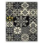 Black Gray Cream Medallion Tile Collage Rug