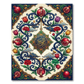 Ornate Pomegranate Floral Scrollwork Rug