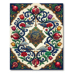 Ornate Pomegranate Floral Scrollwork Rug