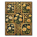 Golden Floral Lattice Garden Art Rug