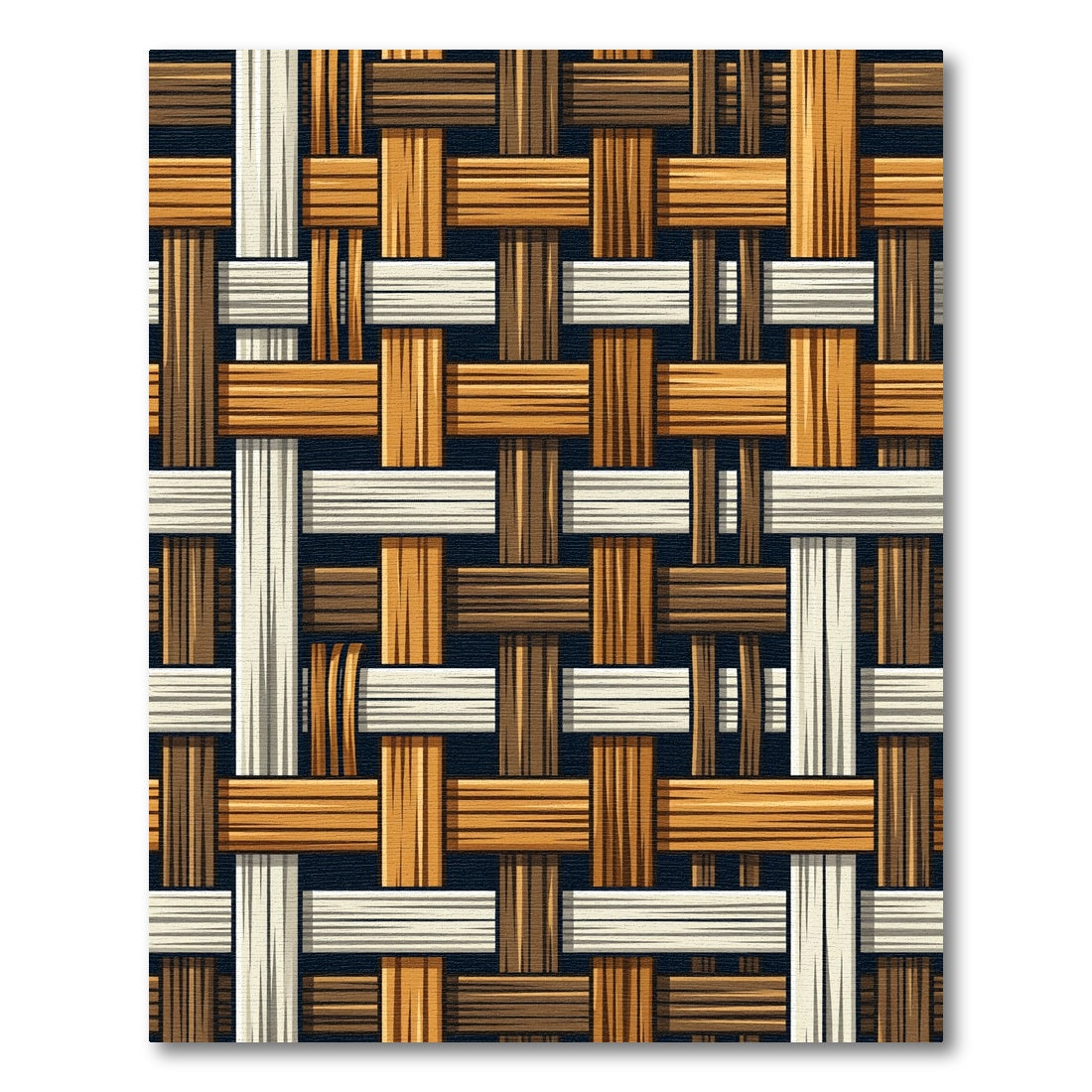 Intertwined Wood Texture Basketweave Rug