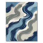 Abstract Blue Grayscale Swirl Brushstrokes Rug