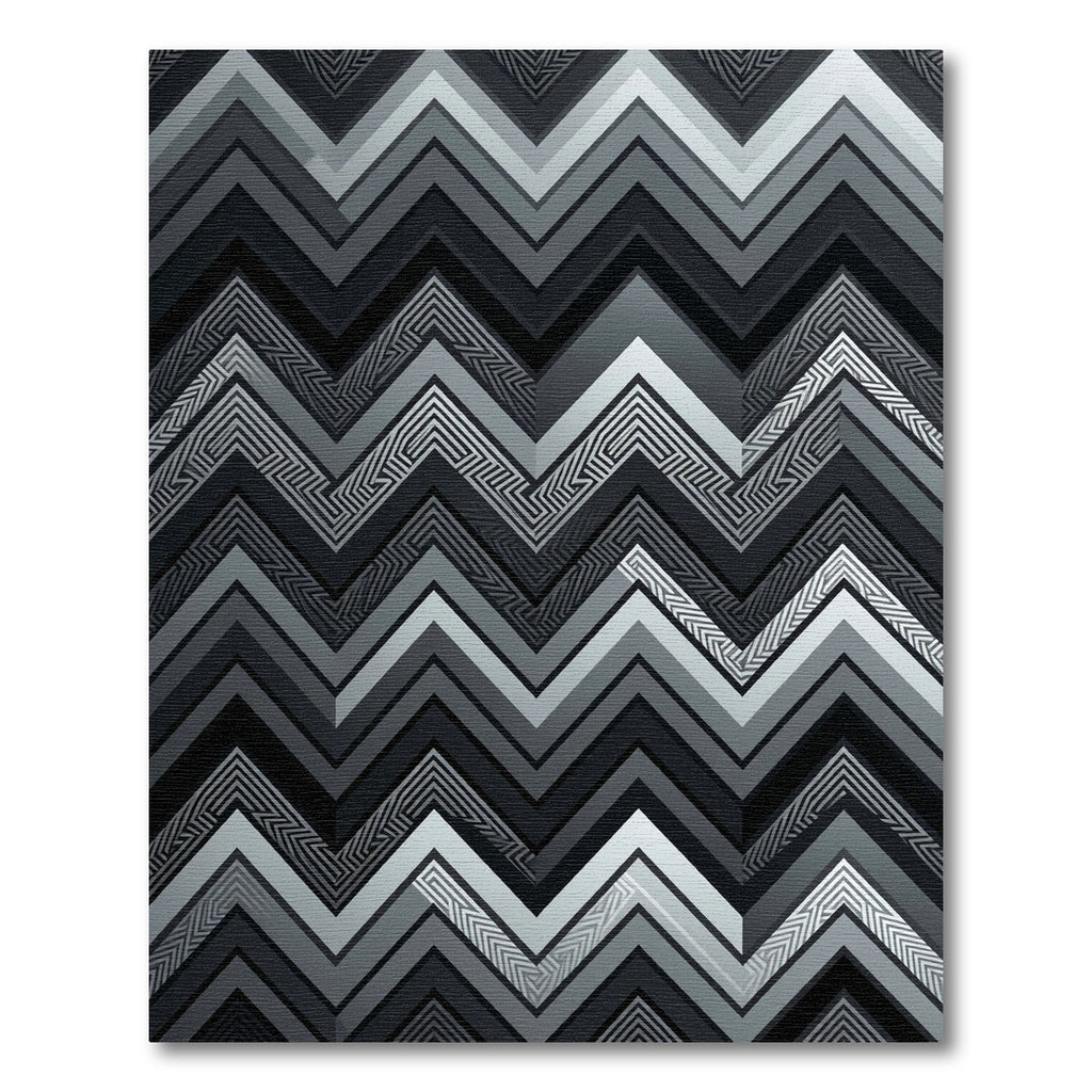 Geometric Monochrome Zigzag Chevron Art Rug