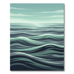 Minimalist Sage and Navy Ocean Wave Rug