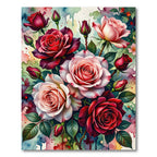 Rich Crimson Blush Rose Watercolor Swirl Rug
