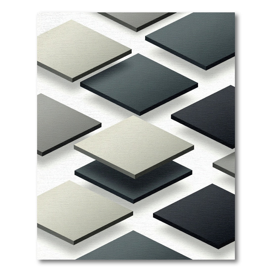 Minimalist Monochrome Geometric Floating Square Rug