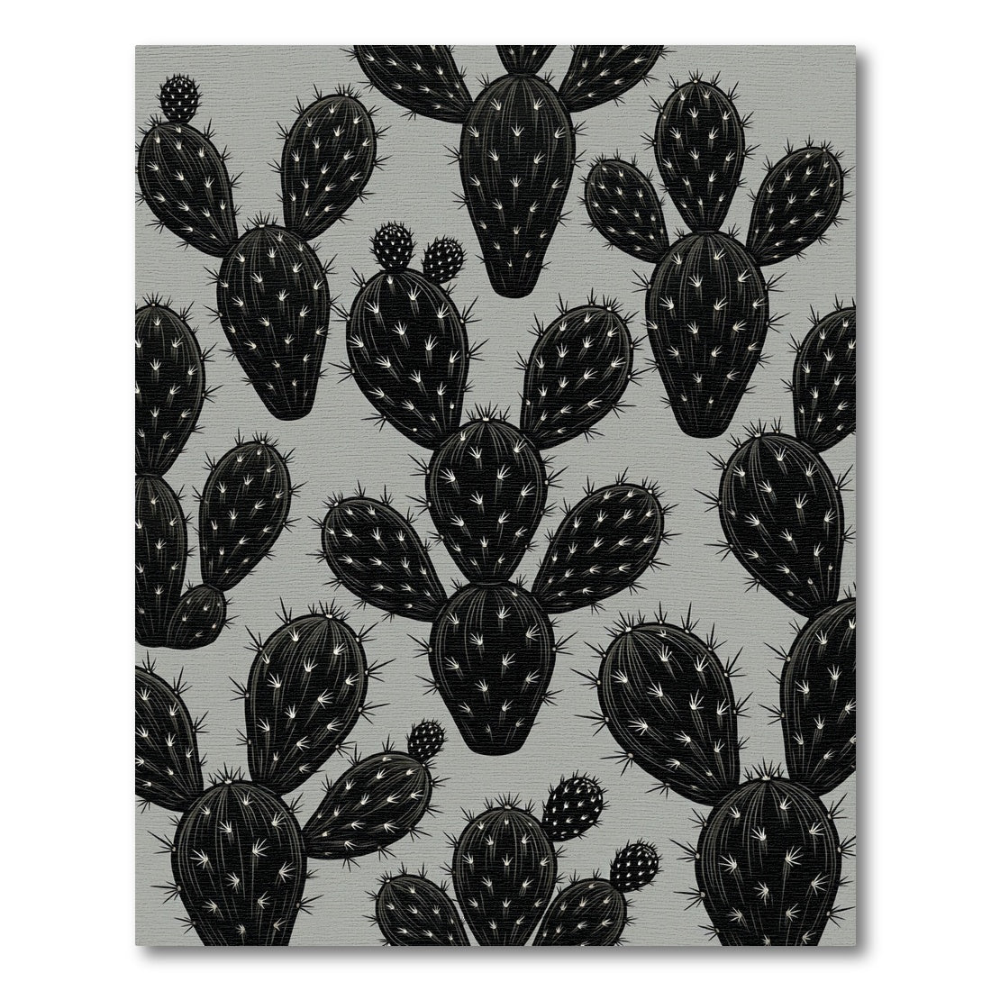 Black Prickly Pear Cactus Texture Rug