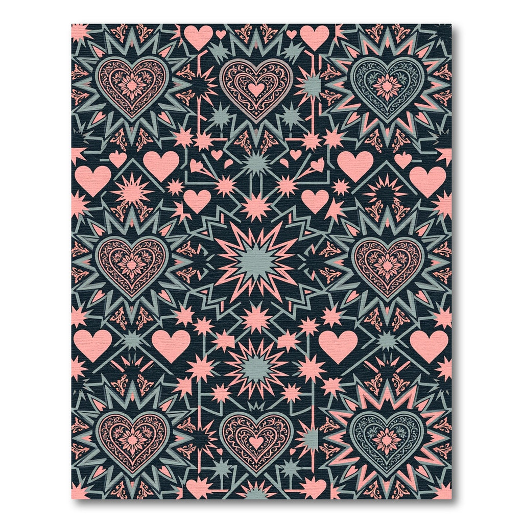 Pink Heart Star Celestial Geometric Rug