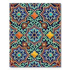 Ornate Indigo Geometric Floral Tile Rug