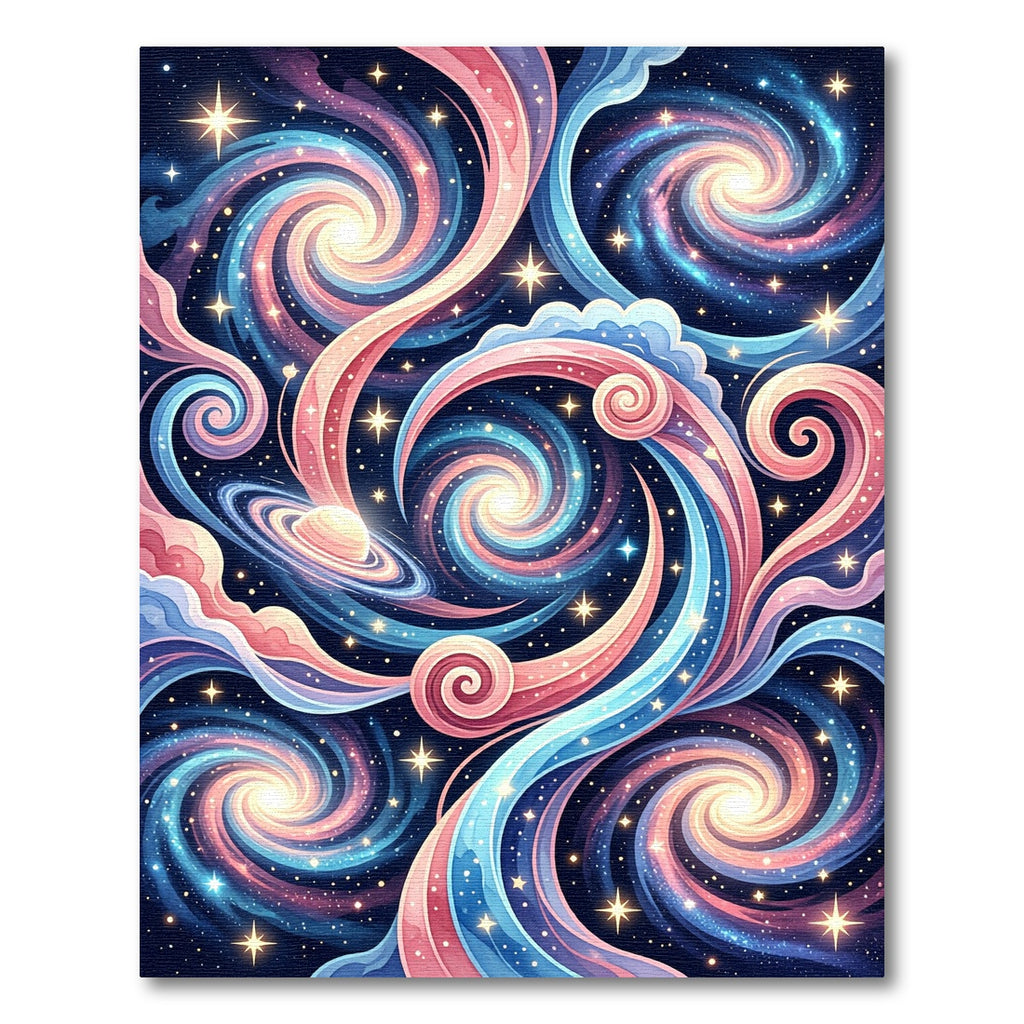 Whimsical Cosmic Swirl Galaxy Rug
