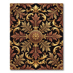 Ornate Gold Crimson Damask Rug