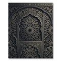Intricate Charcoal Metallic Medallion Arched Art Rug