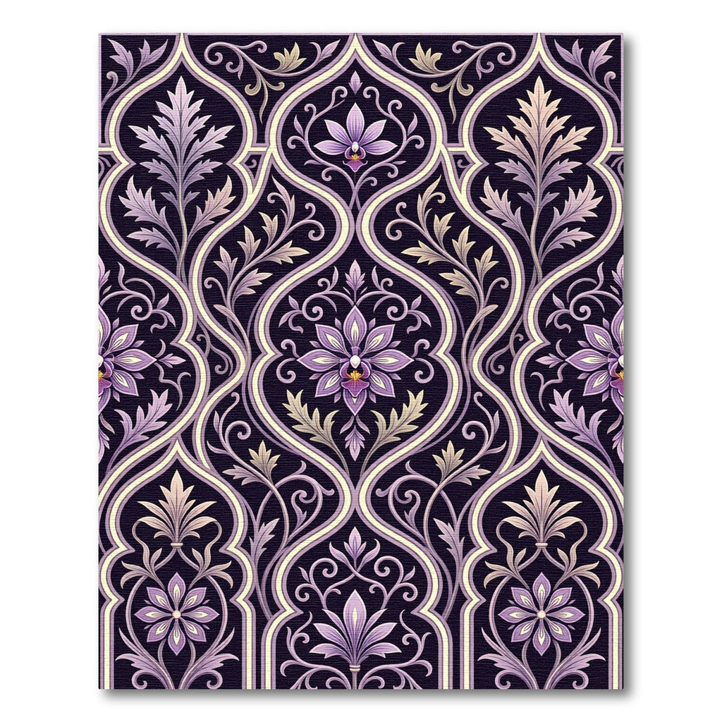 Elaborate Purple Floral Lattice Inlay Rug