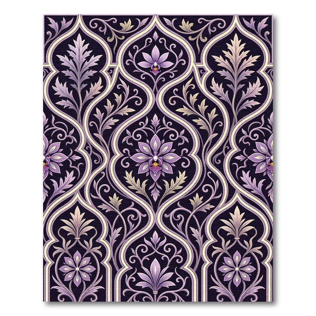 Elaborate Purple Floral Lattice Inlay Rug