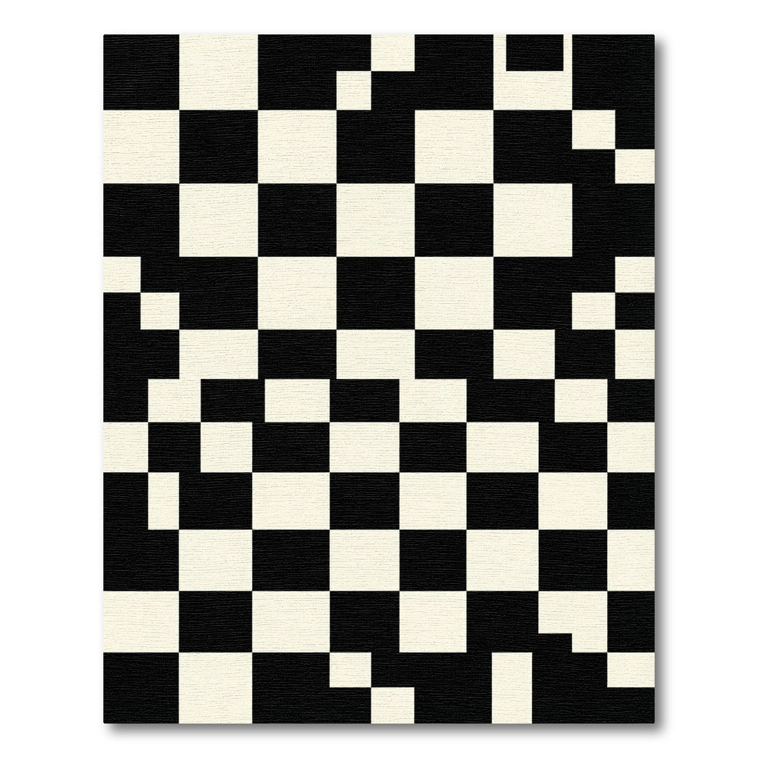 Modern Abstract Monochrome Checkerboard Art Rug