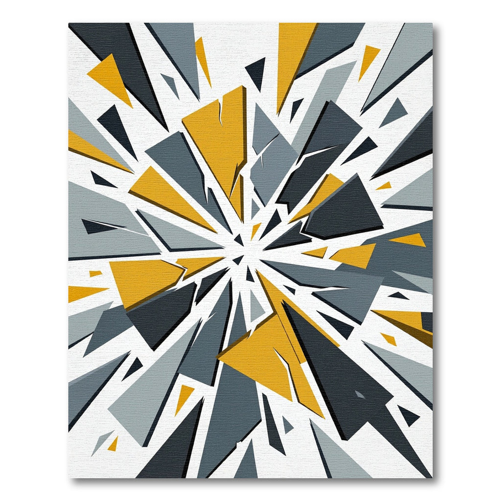 Abstract Geometric Burst Yellow Gray Rug