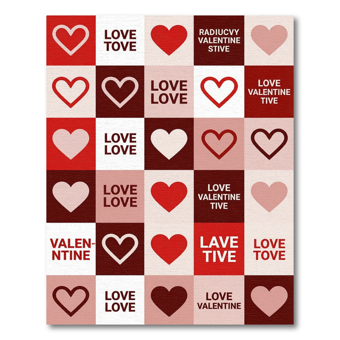 Heart Collection Red White Valentine Rug