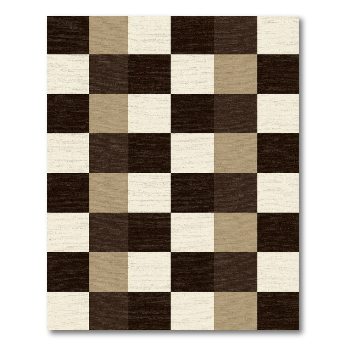 Brown Cream Plaid Squares Rug