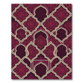 Deep Burgundy Floral Damask Lattice Rug
