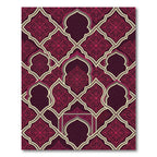 Deep Burgundy Floral Damask Lattice Rug