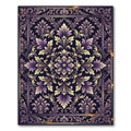 Ornate Violet Floral Damask Rug