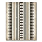 Vintage Neutral Striped Railway Motif Rug