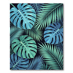 Lush Tropical Blue Monstera Foliage Rug