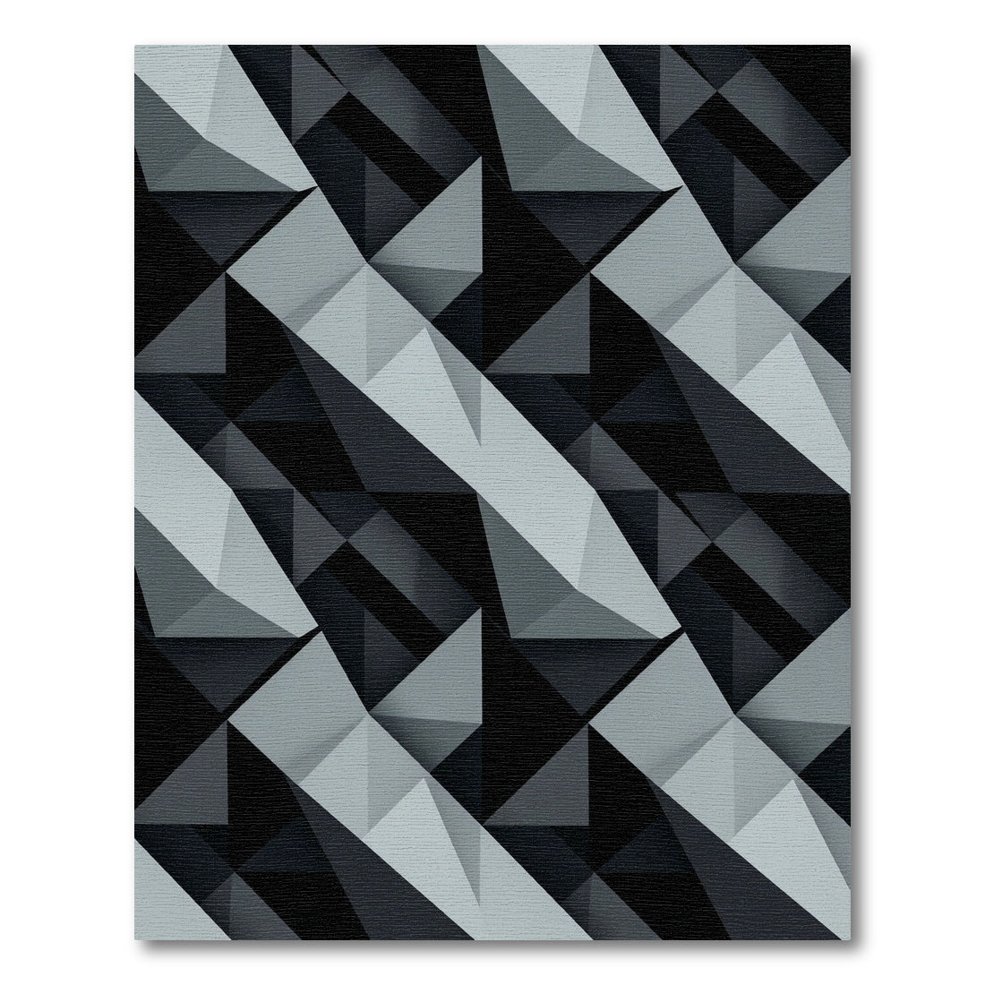 Monochromatic Geometric Facet Illusion Rug