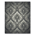 Monochrome Ornate Damask Fleur de Lis Rug