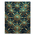 Teal Gold Starburst Art Deco Rug