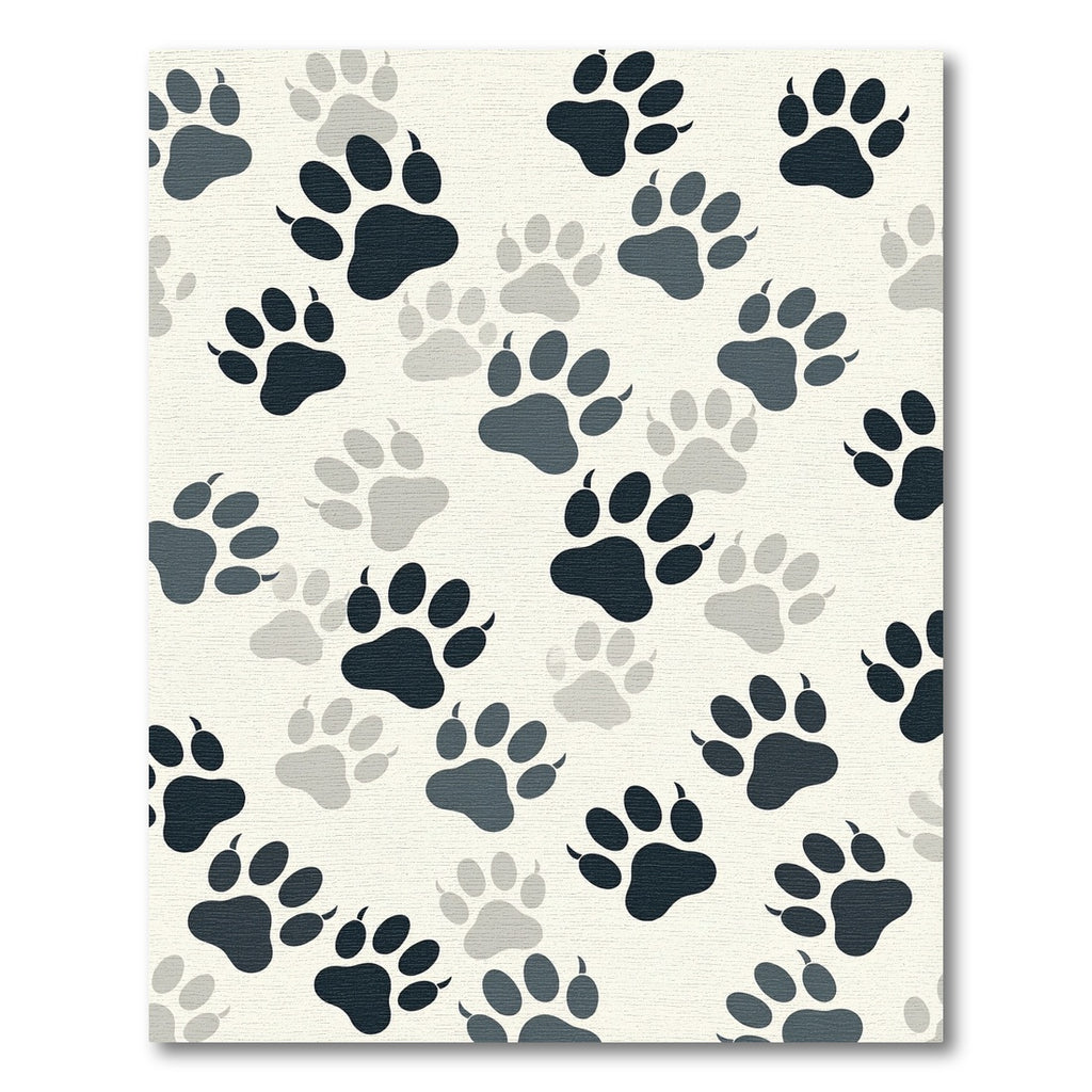 Minimalist Monochrome Paw Print Rug