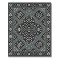 Elegant Slate Floral Koi Medallion Rug